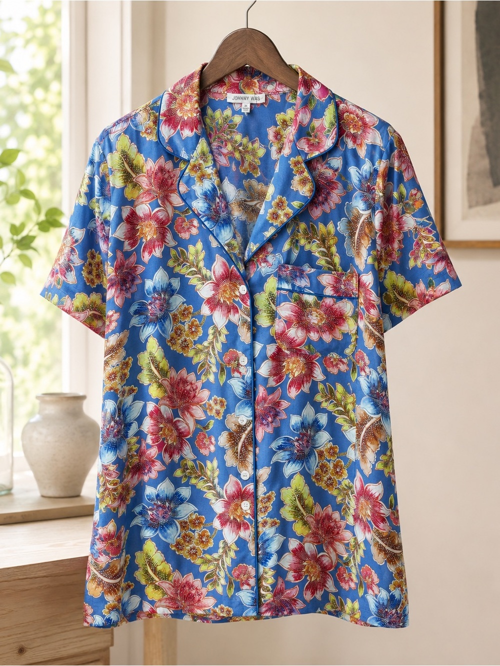 Johnny Was Leilah Floral Pajama Top XL NWT Pima Cotton Modal